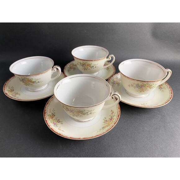 Set of 4 Grace China Teacups & Saucers | Vintage Cottagecore Teacups | 1950s - Picture 2 of 10